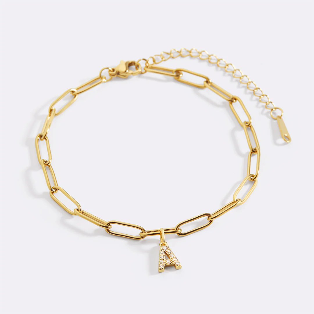 Paperclip Pave Initial Bracelet - Image 2