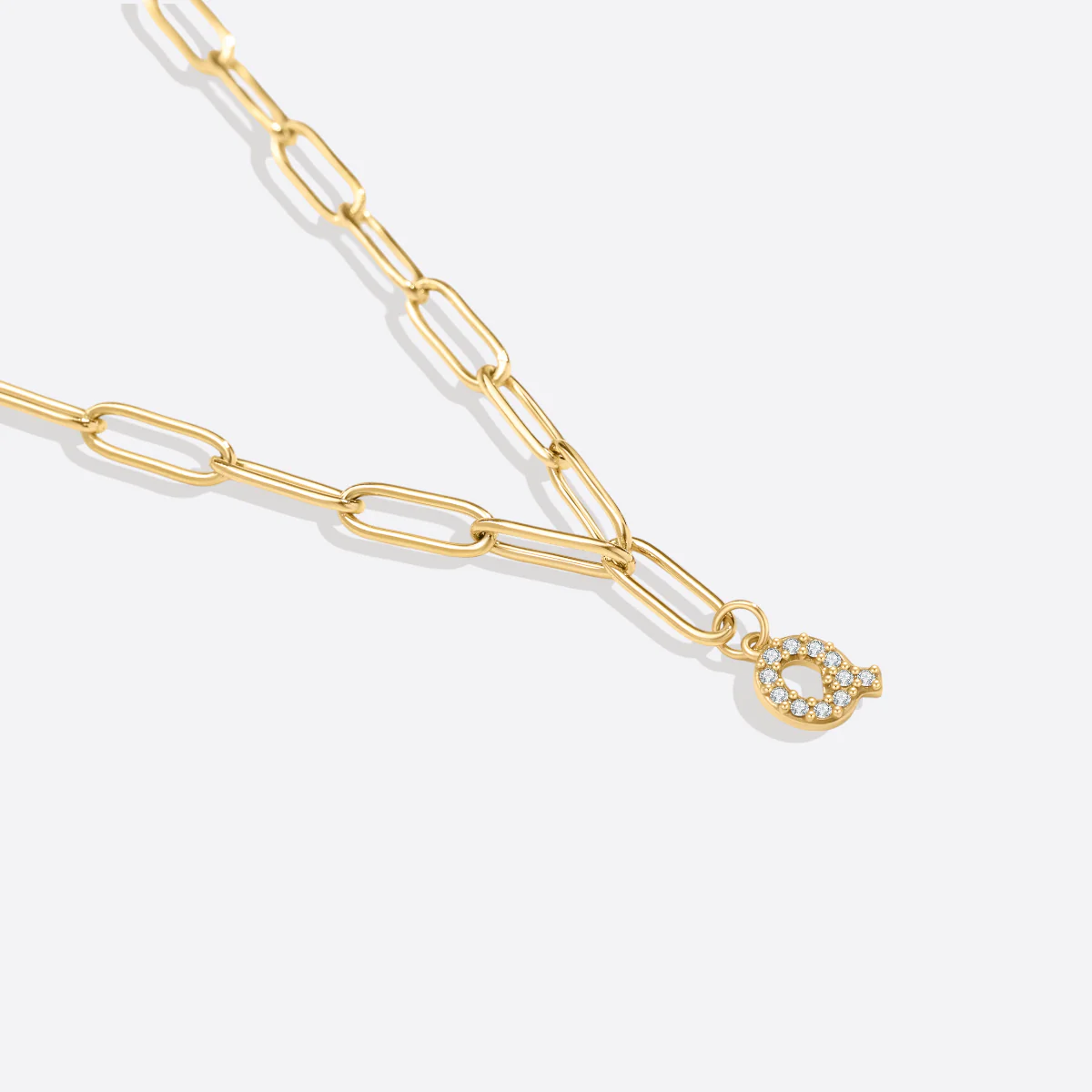 Paperclip Pave Initial Necklace - Image 11