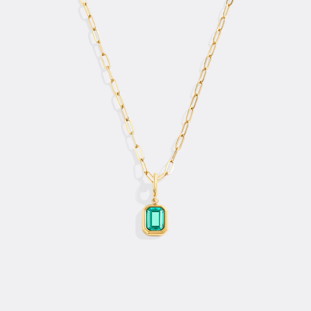 Baguette Birthstone Charm Necklace - Image 27