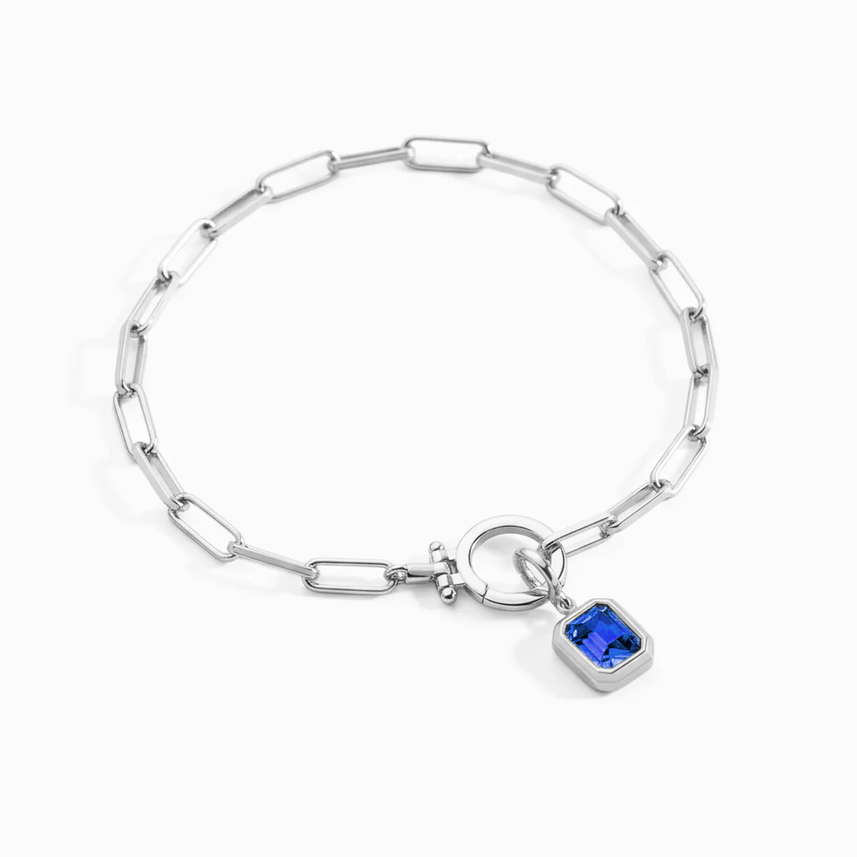 Baguette Birthstone Charm on Mint Paperclip Bracelet - Image 28