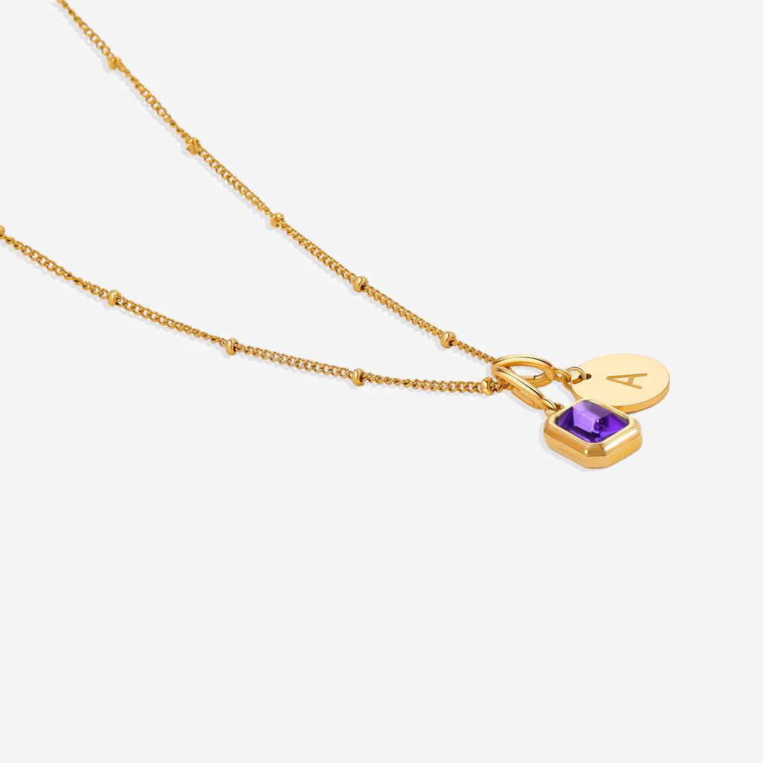 Baguette Birthstone & Initial Necklace - Image 12