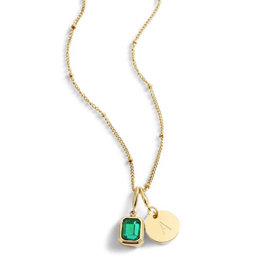 Baguette Birthstone & Initial Necklace - Image 137