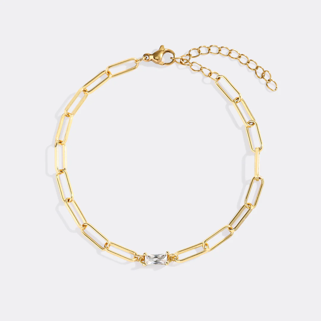 Baguette Birthstone Paperclip Bracelet - Image 3