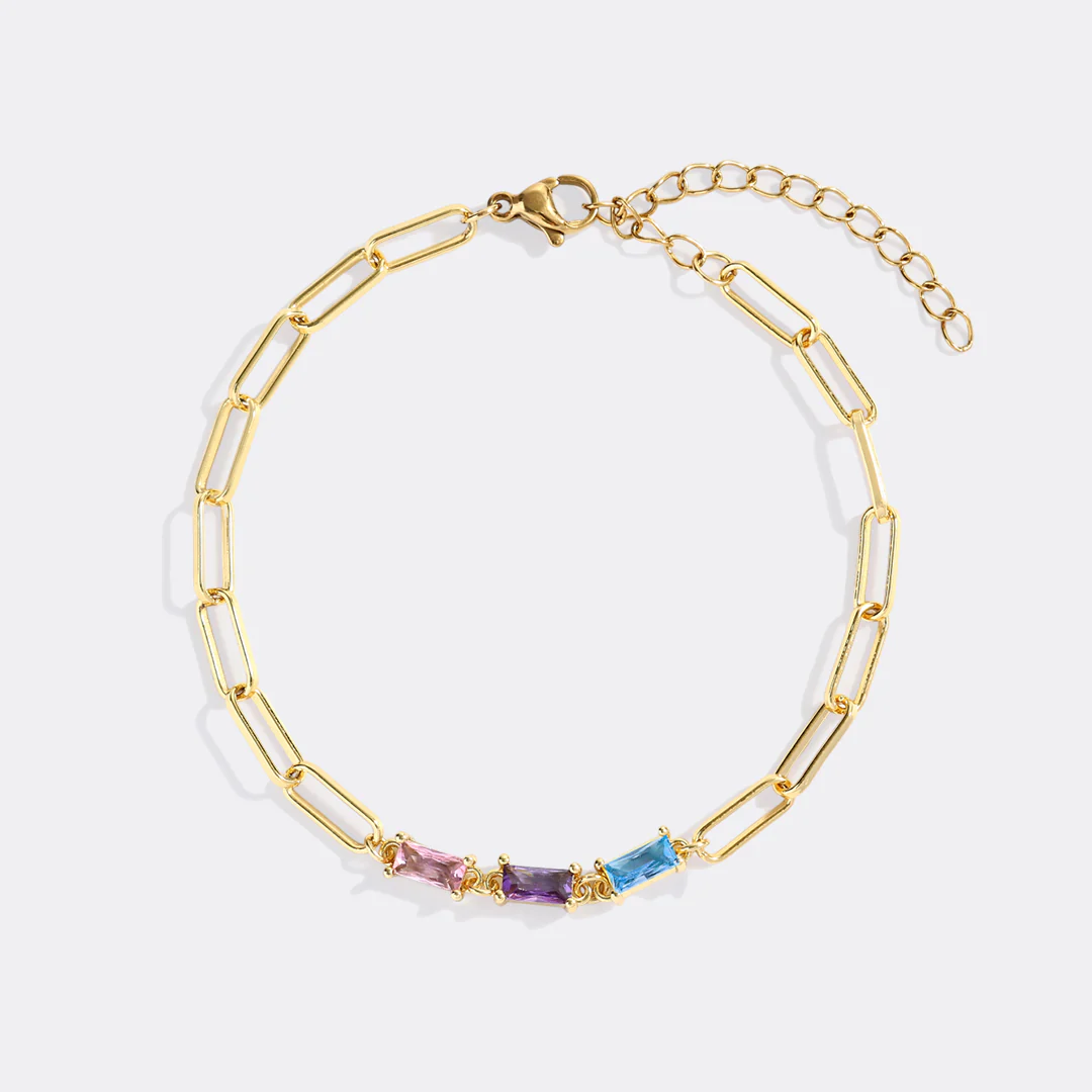 Baguette Birthstone Paperclip Bracelet - Image 5