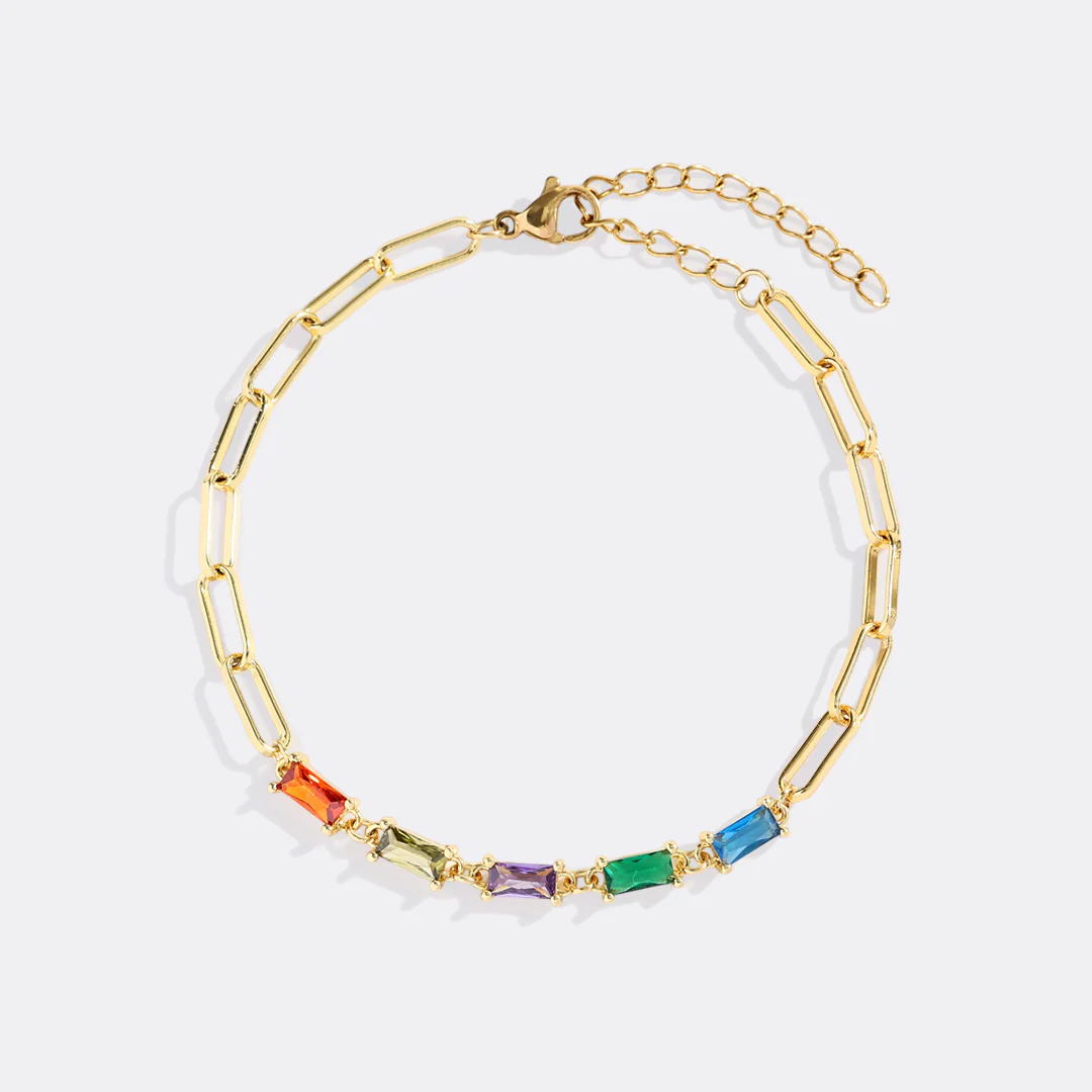Baguette Birthstone Paperclip Bracelet - Image 7
