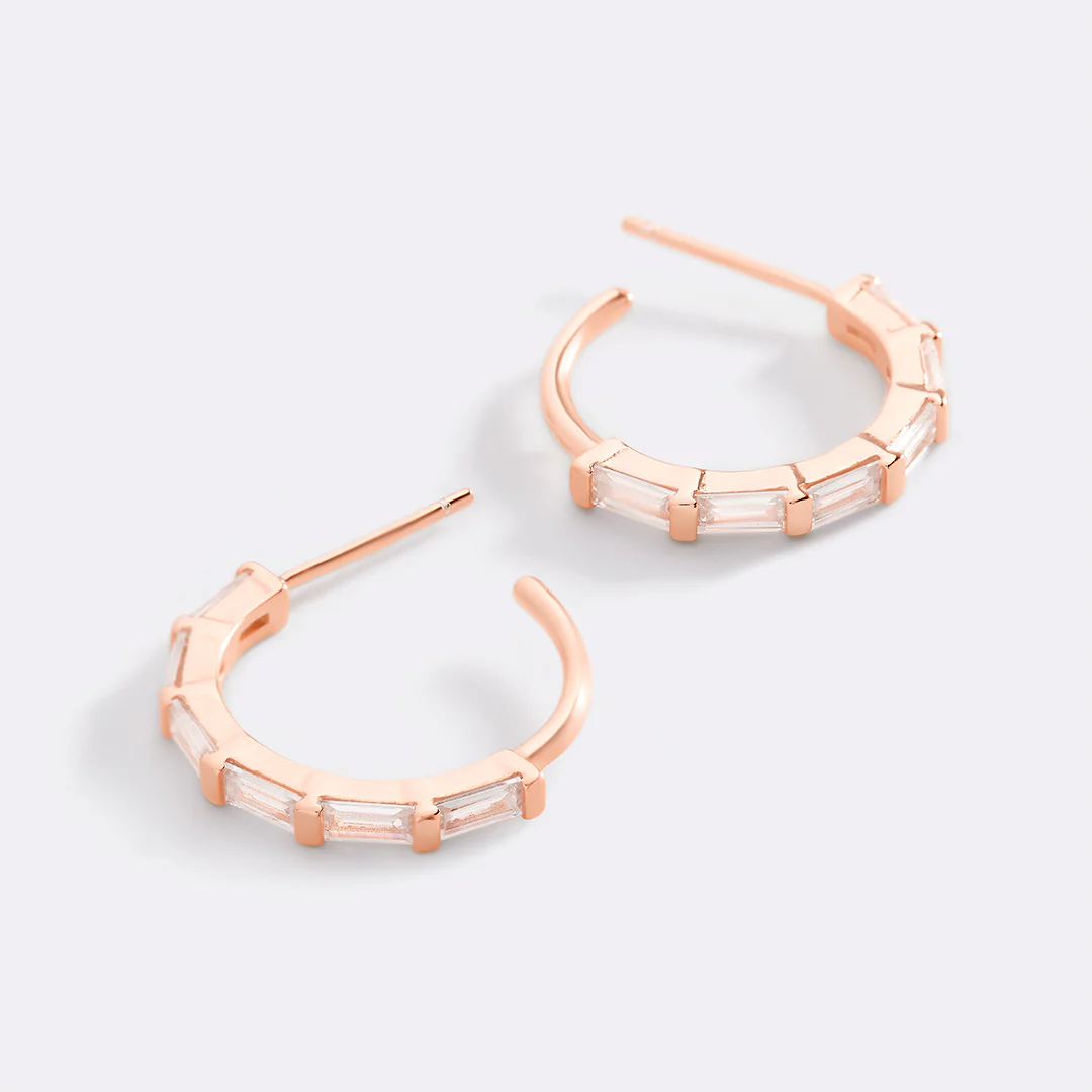 Baguette Diamond Hoop Earrings - Image 14