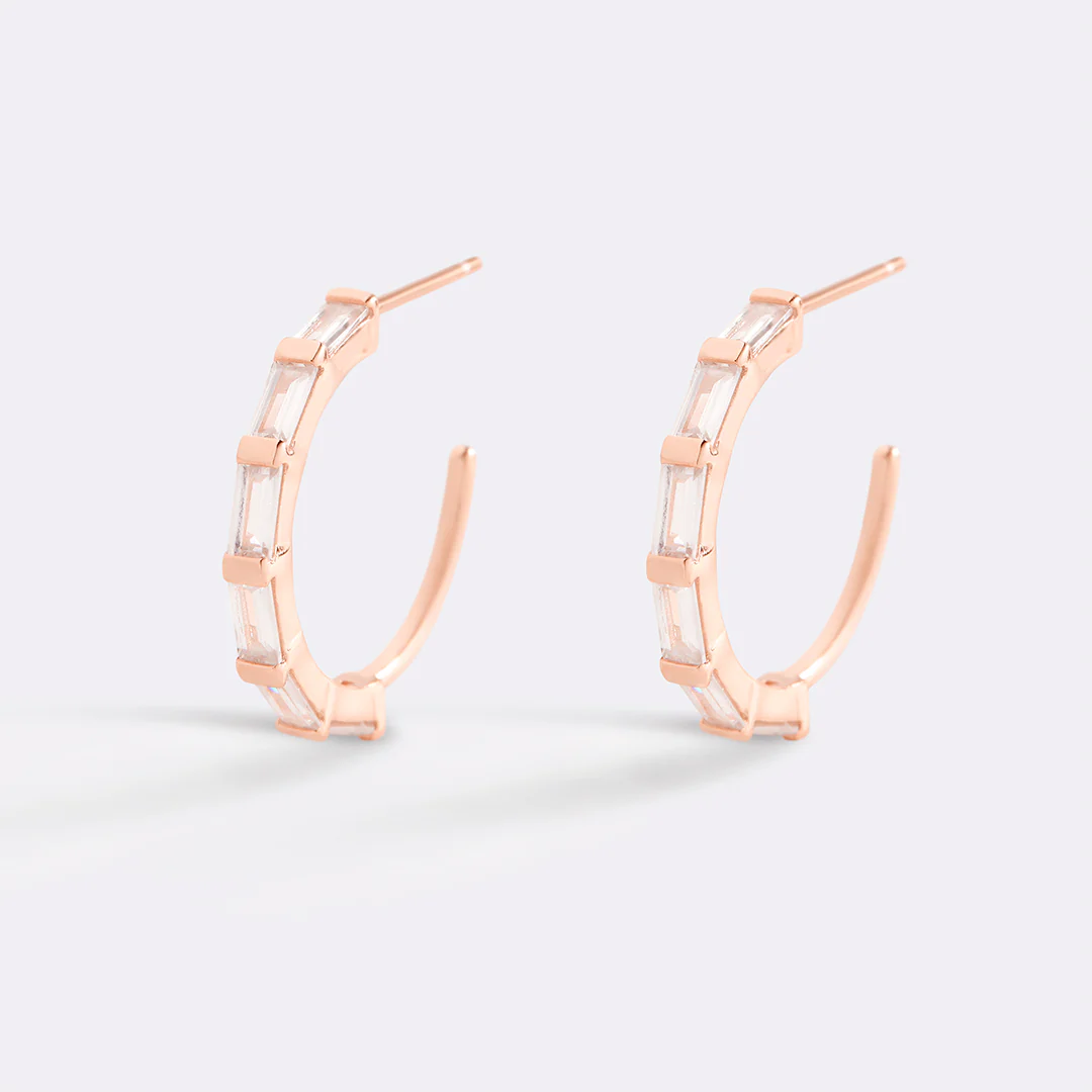 Baguette Diamond Hoop Earrings - Image 15