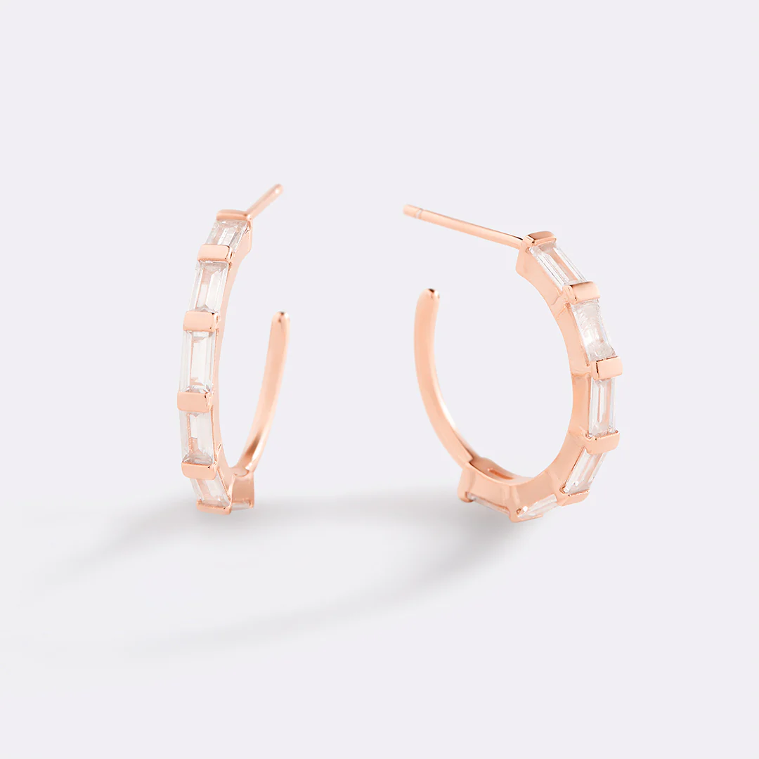 Baguette Diamond Hoop Earrings - Image 16