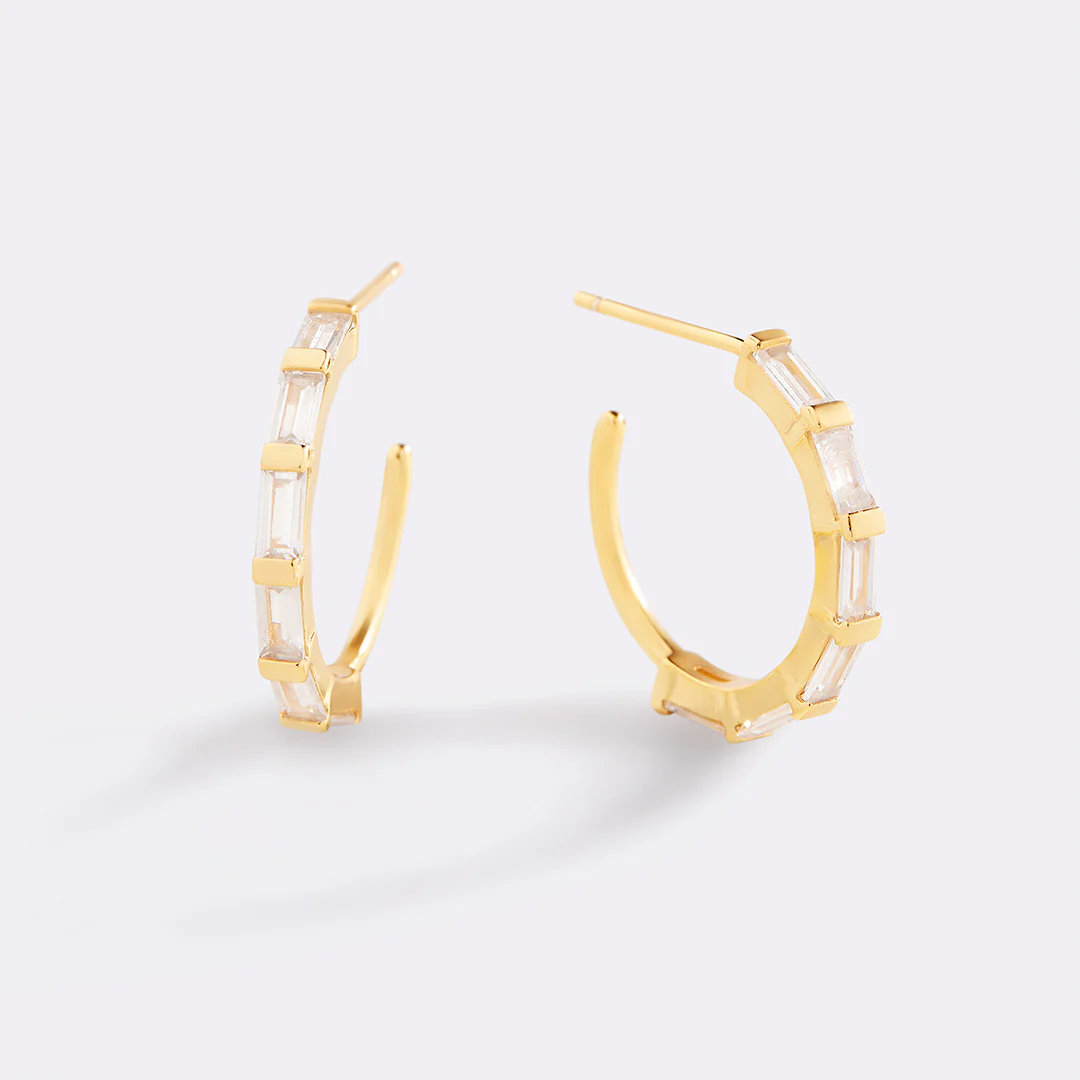 Baguette Diamond Hoop Earrings - Image 22