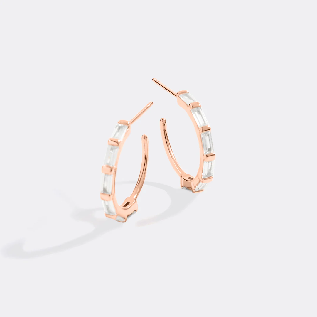 Baguette Diamond Hoop Earrings - Image 9