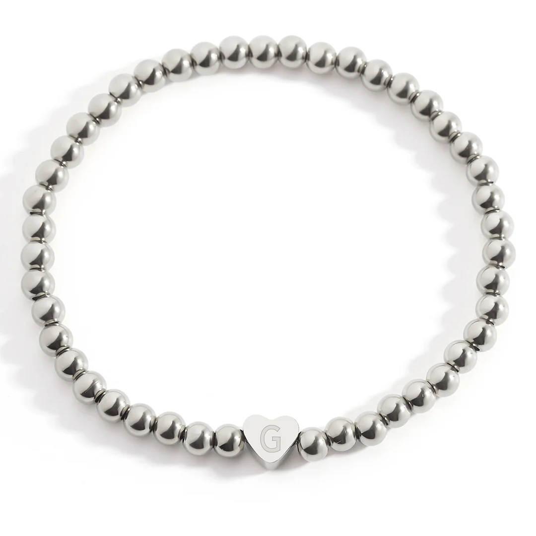 Gold Beaded Bracelet with Heart Initial - Image 113