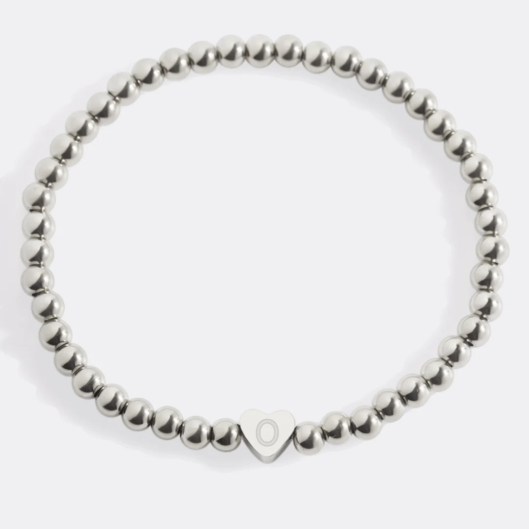 Gold Beaded Bracelet with Heart Initial - Image 138