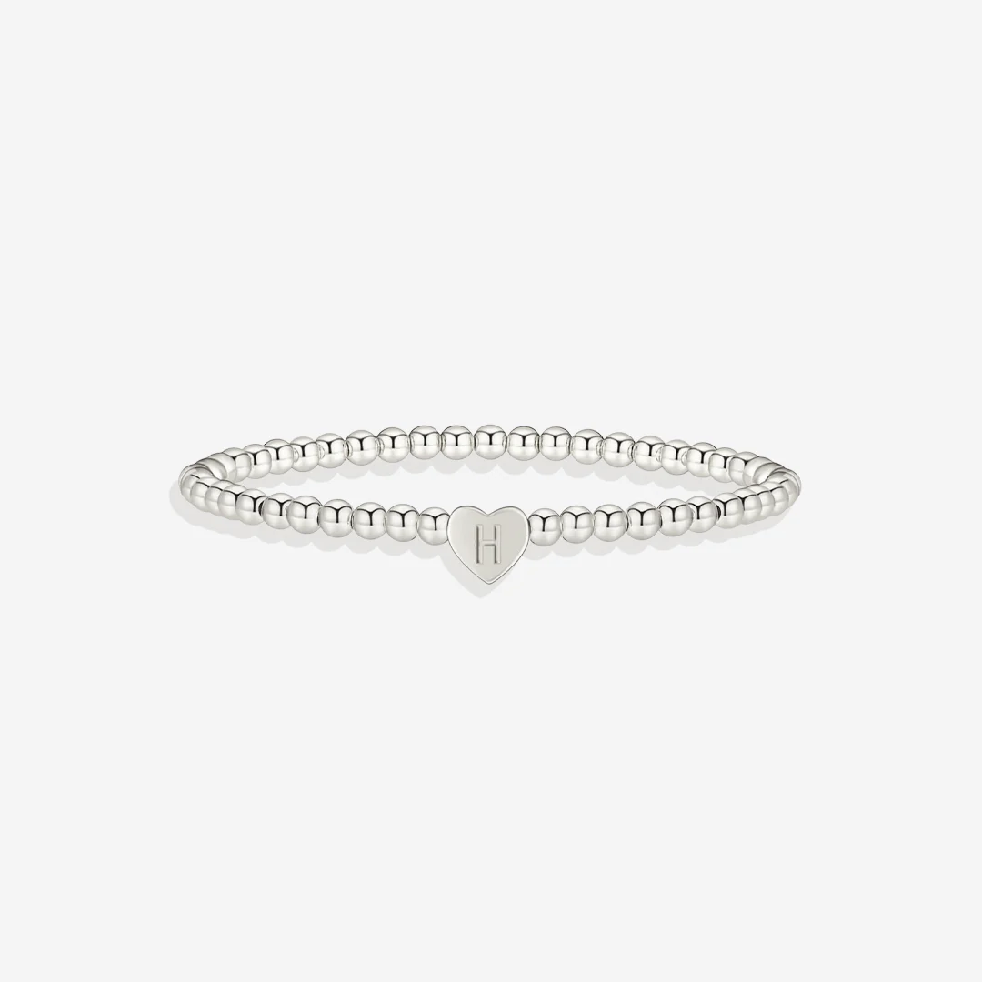 Gold Beaded Bracelet with Heart Initial - Image 46