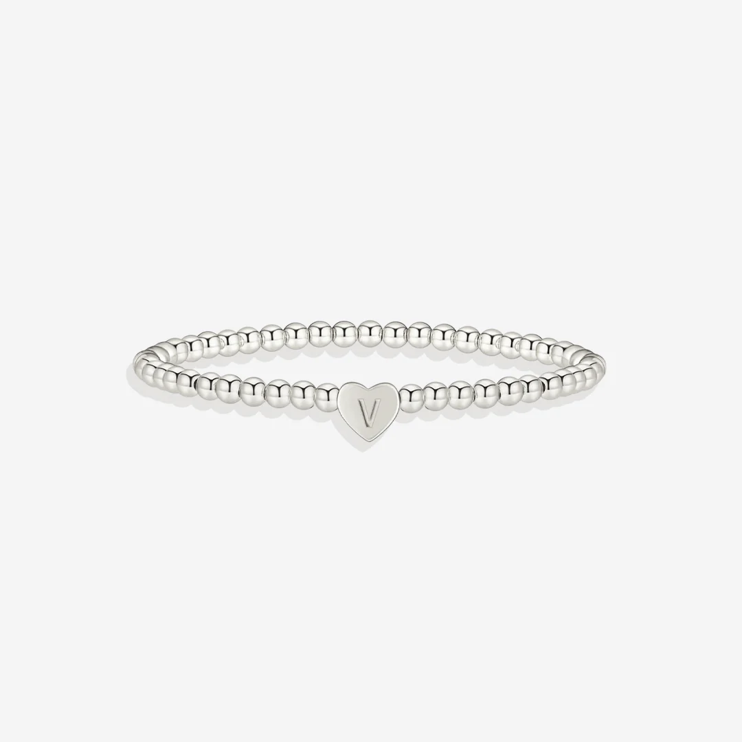Gold Beaded Bracelet with Heart Initial - Image 60