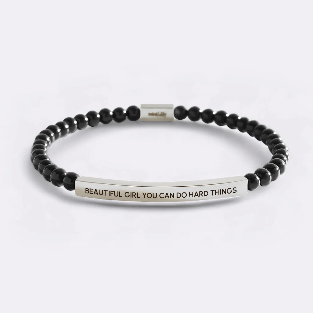 Beautiful Girl You Can Do Hard Things Beaded Inspire Bracelet - Image 10