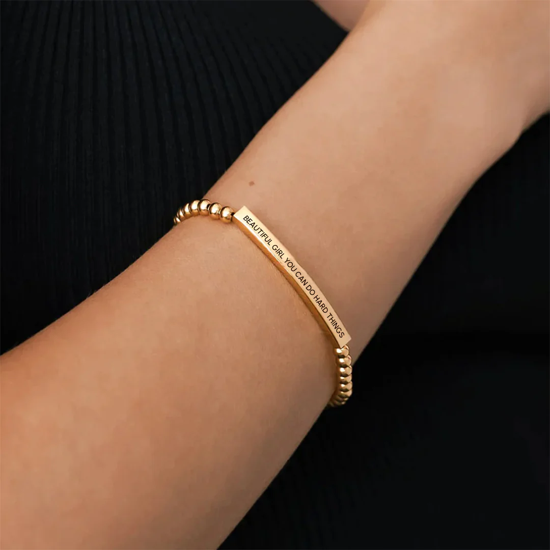Beautiful Girl You Can Do Hard Things Beaded Inspire Bracelet - Image 2