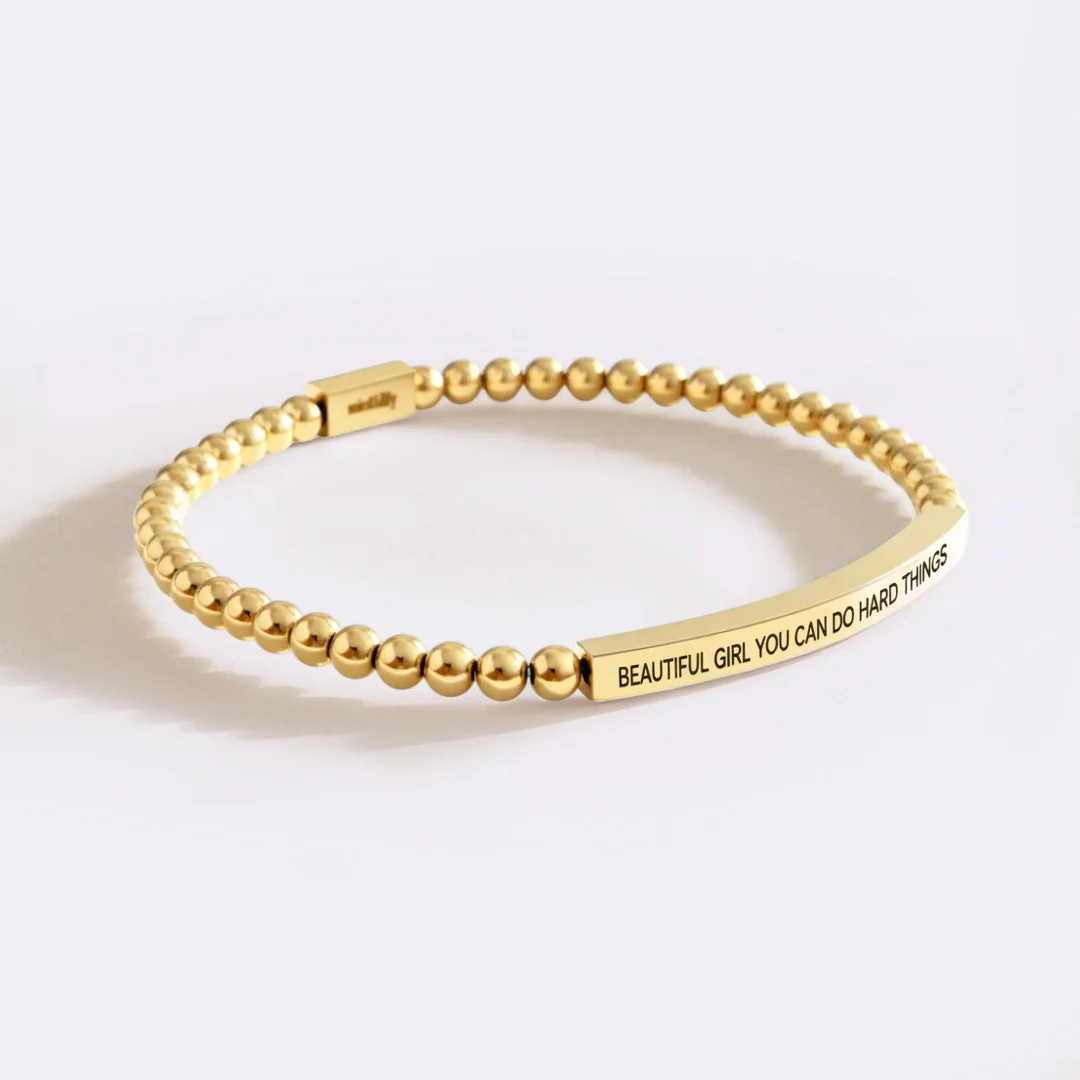 Beautiful Girl You Can Do Hard Things Beaded Inspire Bracelet - Image 5