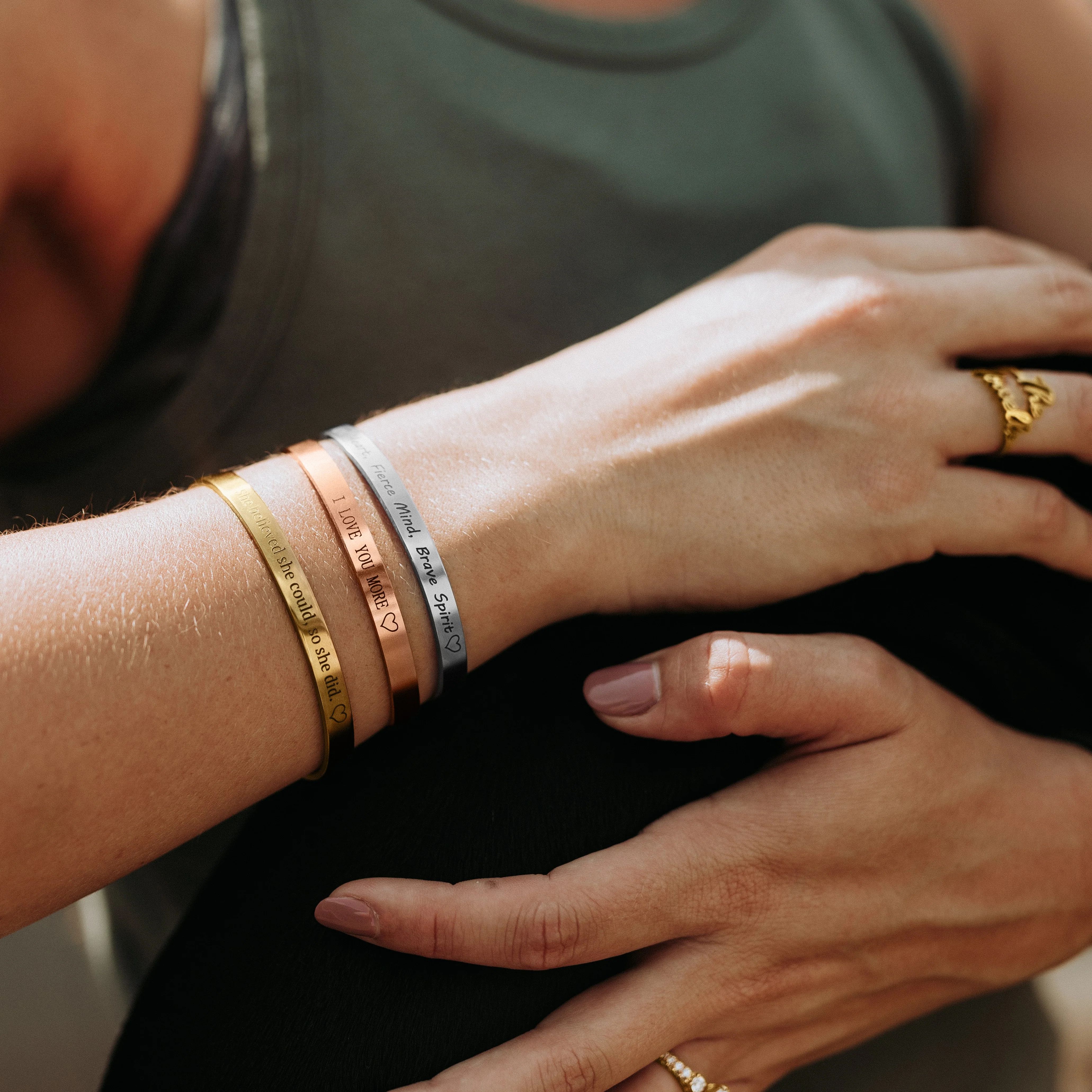 Beautiful Girl You Can Do Hard Things Personalizable Cuff Bracelet - Image 16