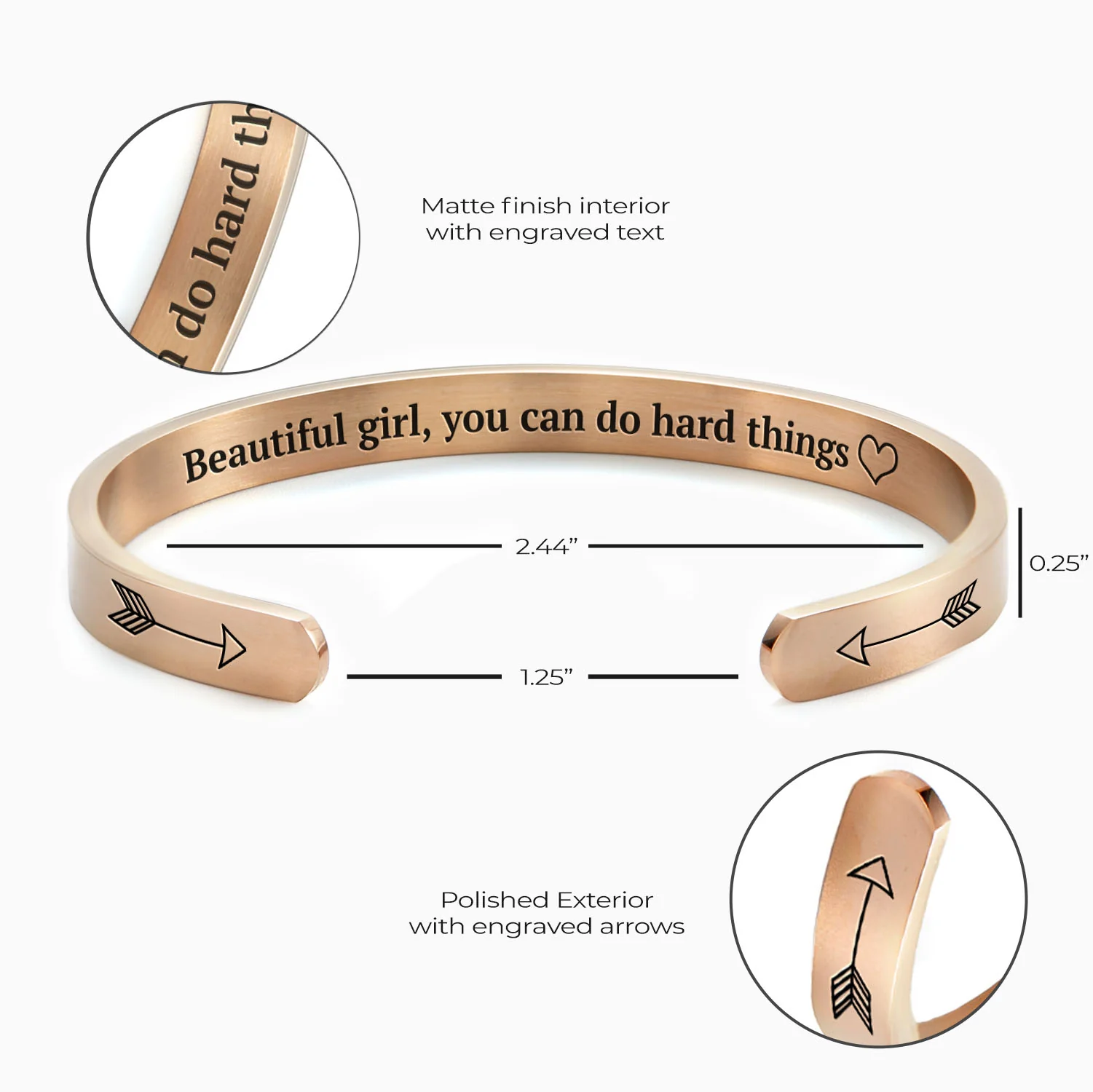 Beautiful Girl You Can Do Hard Things Personalizable Cuff Bracelet - Image 23
