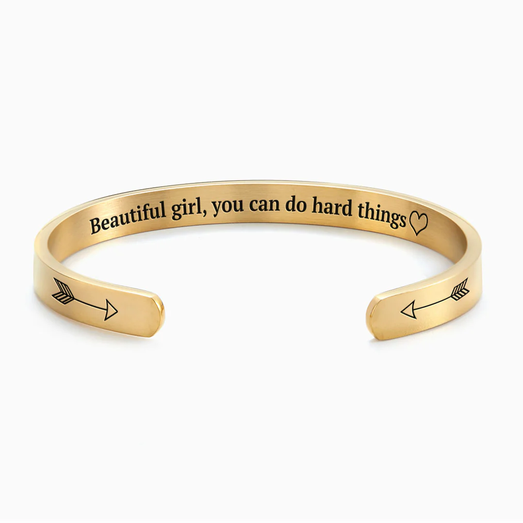 Beautiful Girl You Can Do Hard Things Personalizable Cuff Bracelet - Image 5