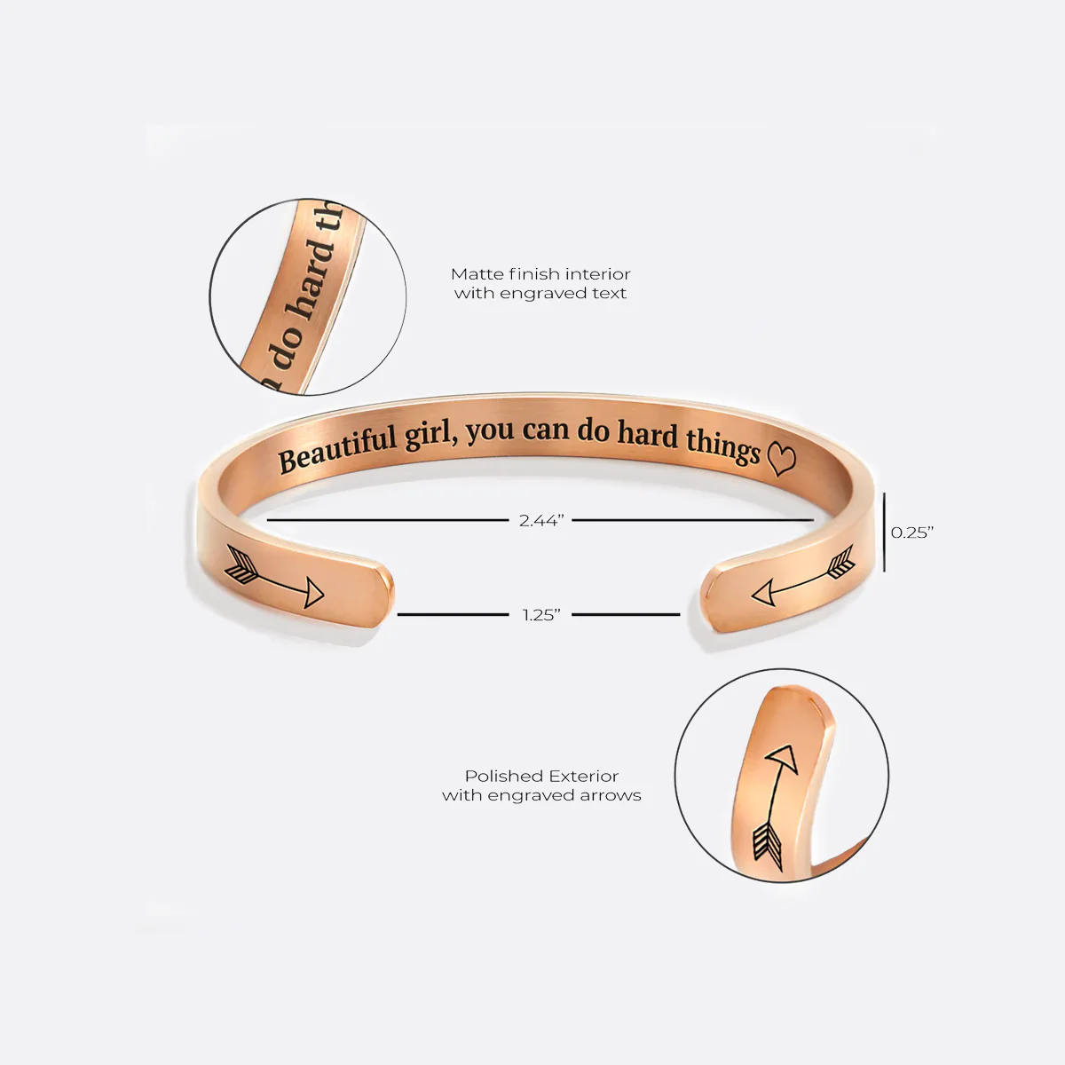 Beautiful Girl You Can Do Hard Things Personalizable Cuff Bracelet - Image 55