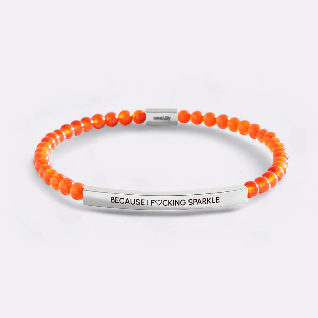 Because I F♡cking Sparkle Gold Beaded Inspire Bracelet - Image 11