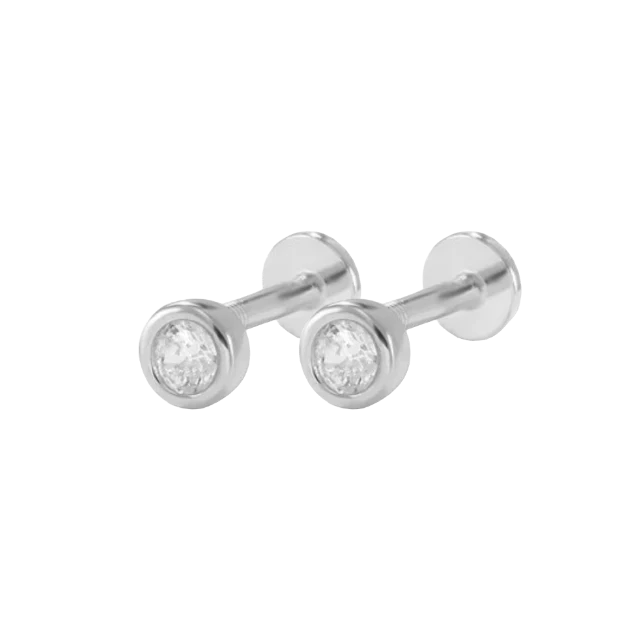 Bezel Stud Flatback Earrings | 16g - Image 11