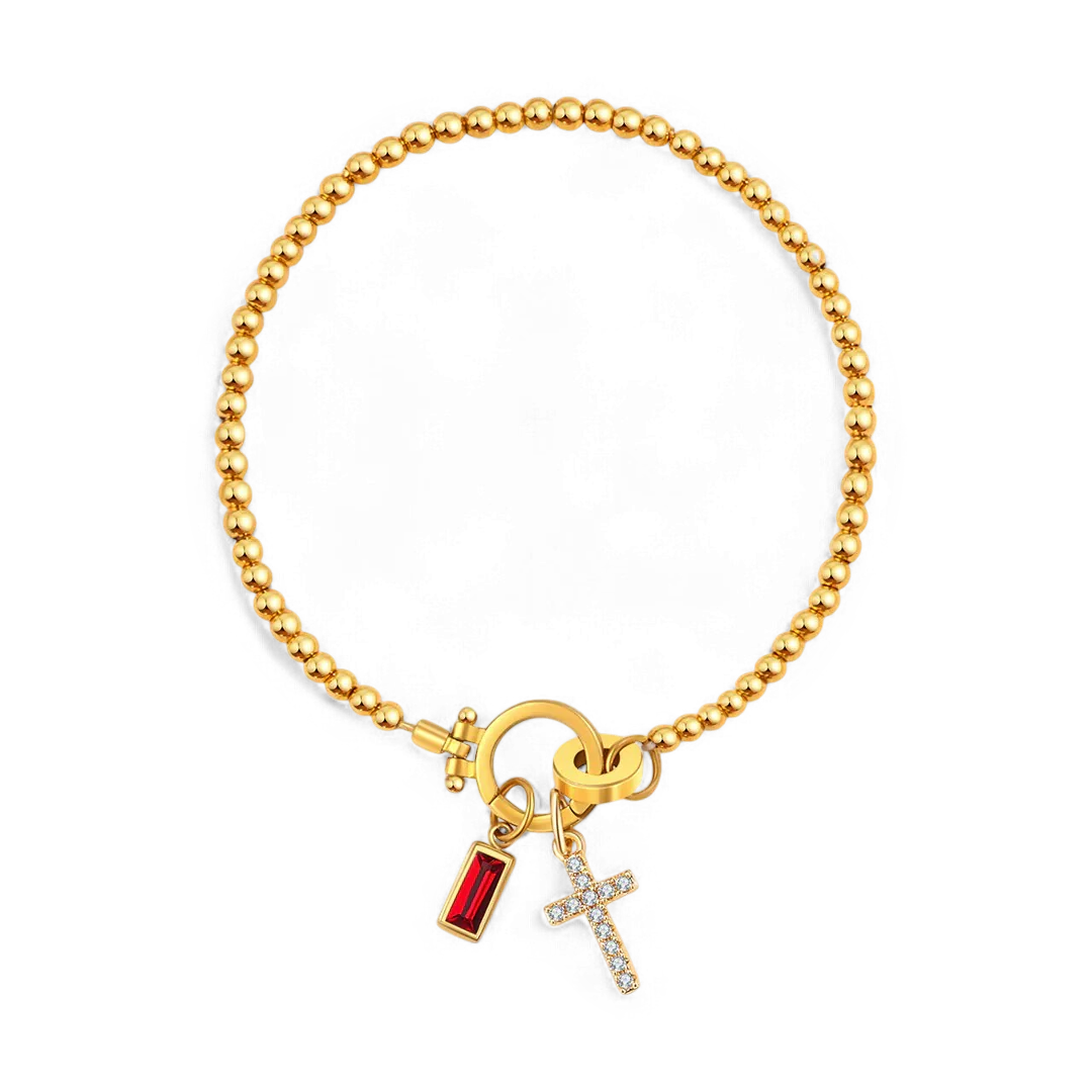 Cross Charm Birthstone Bracelet - Image 19