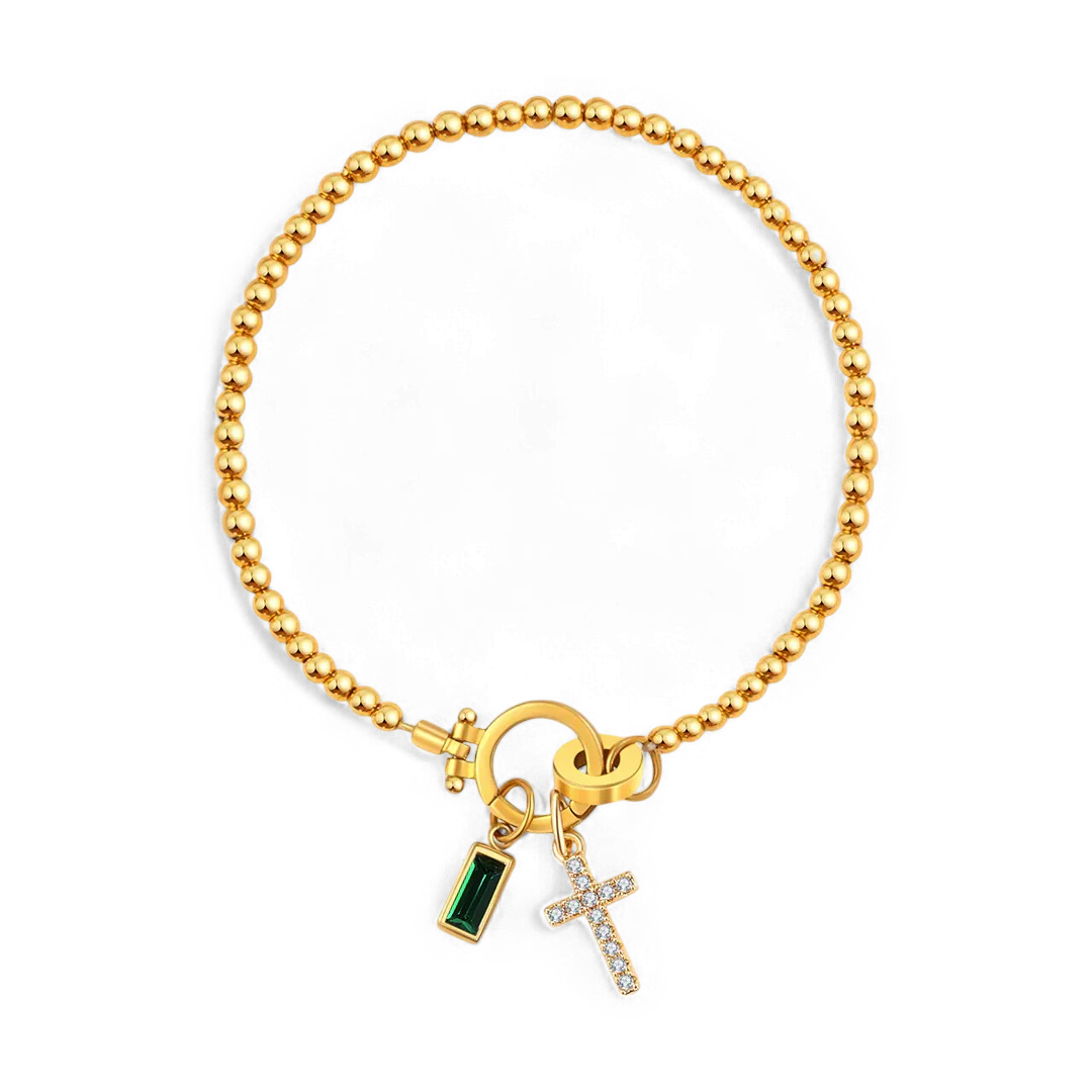 Cross Charm Birthstone Bracelet - Image 22