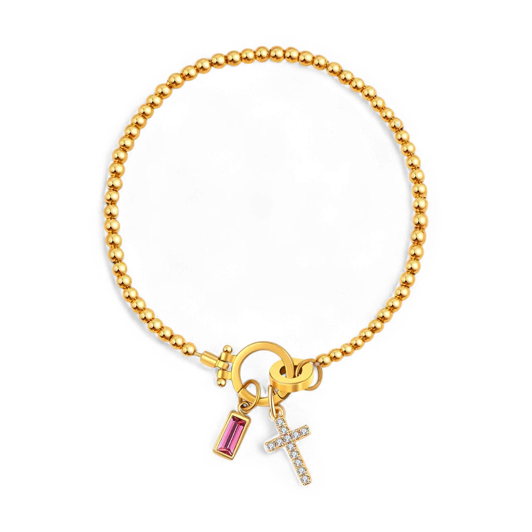 Cross Charm Birthstone Bracelet - Image 23