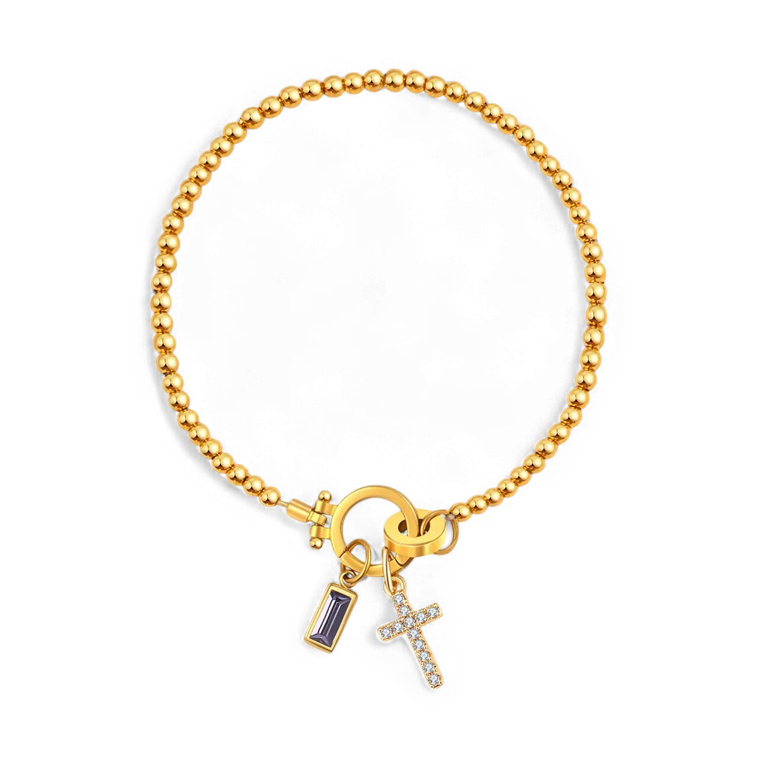 Cross Charm Birthstone Bracelet - Image 25