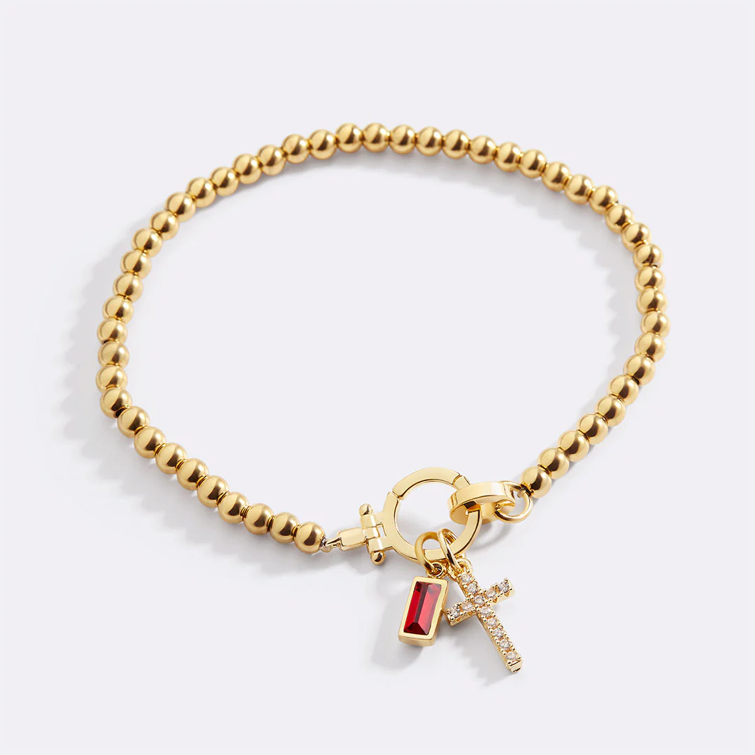 Cross Charm Birthstone Bracelet - Image 3