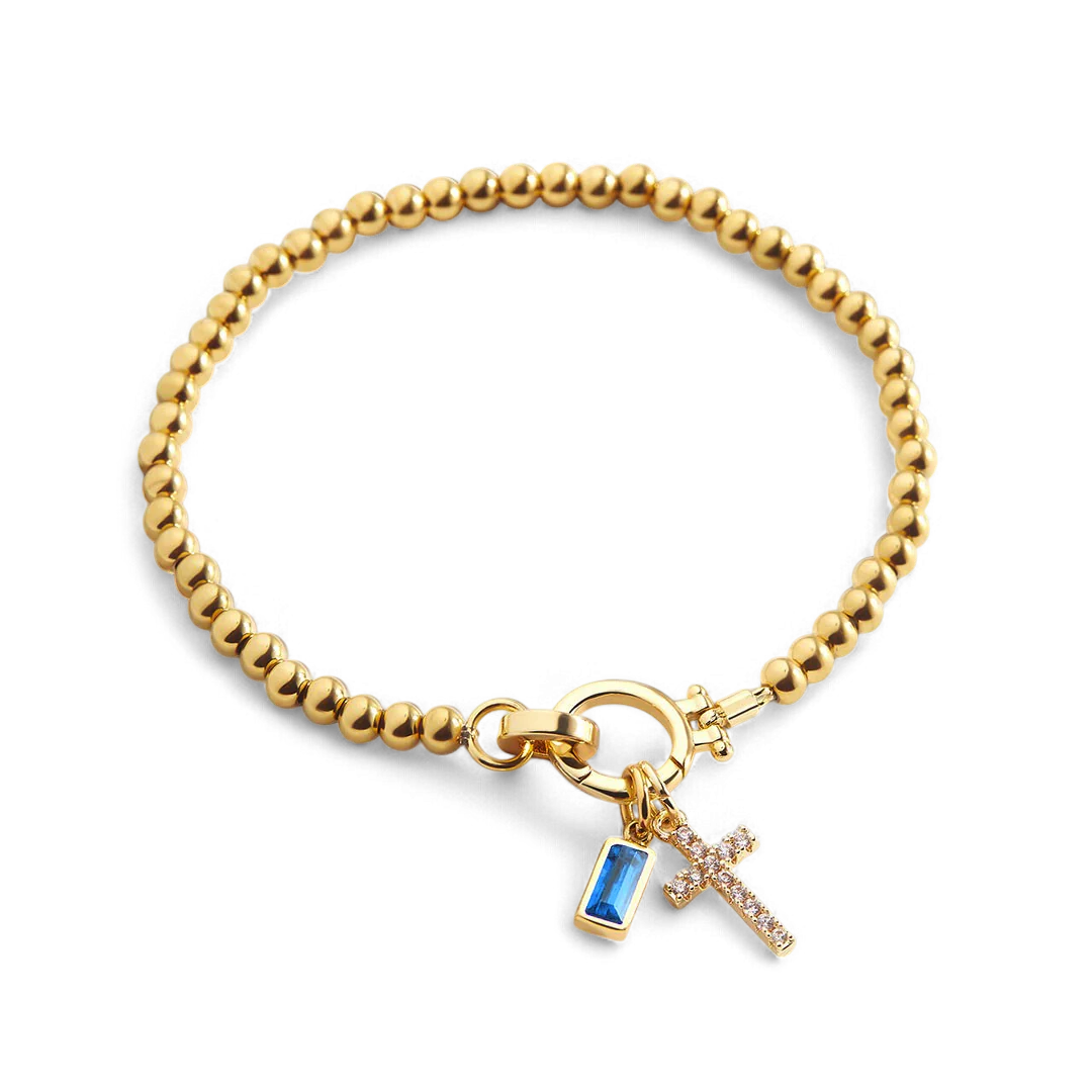 Cross Charm Birthstone Bracelet - Image 38