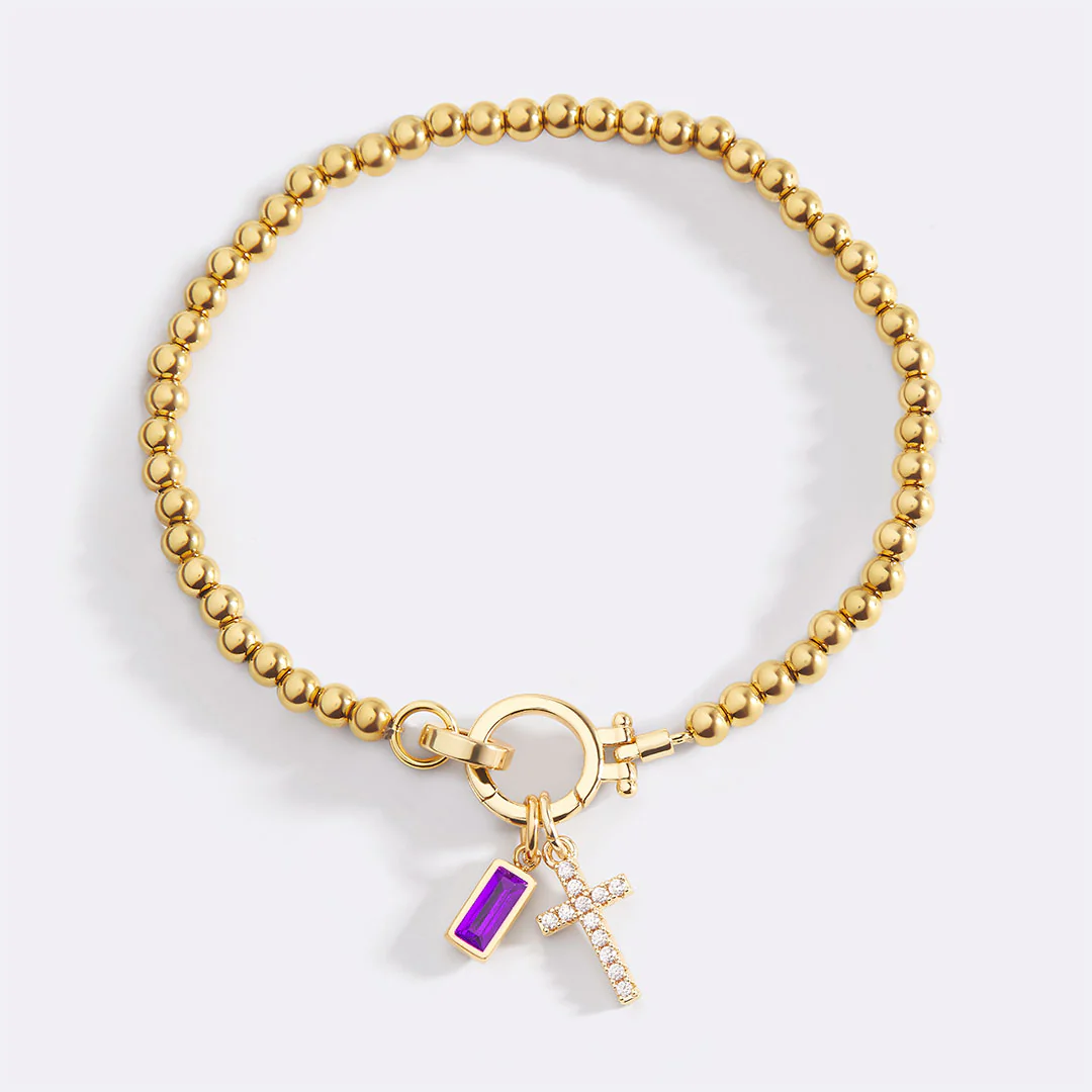 Cross Charm Birthstone Bracelet - Image 42