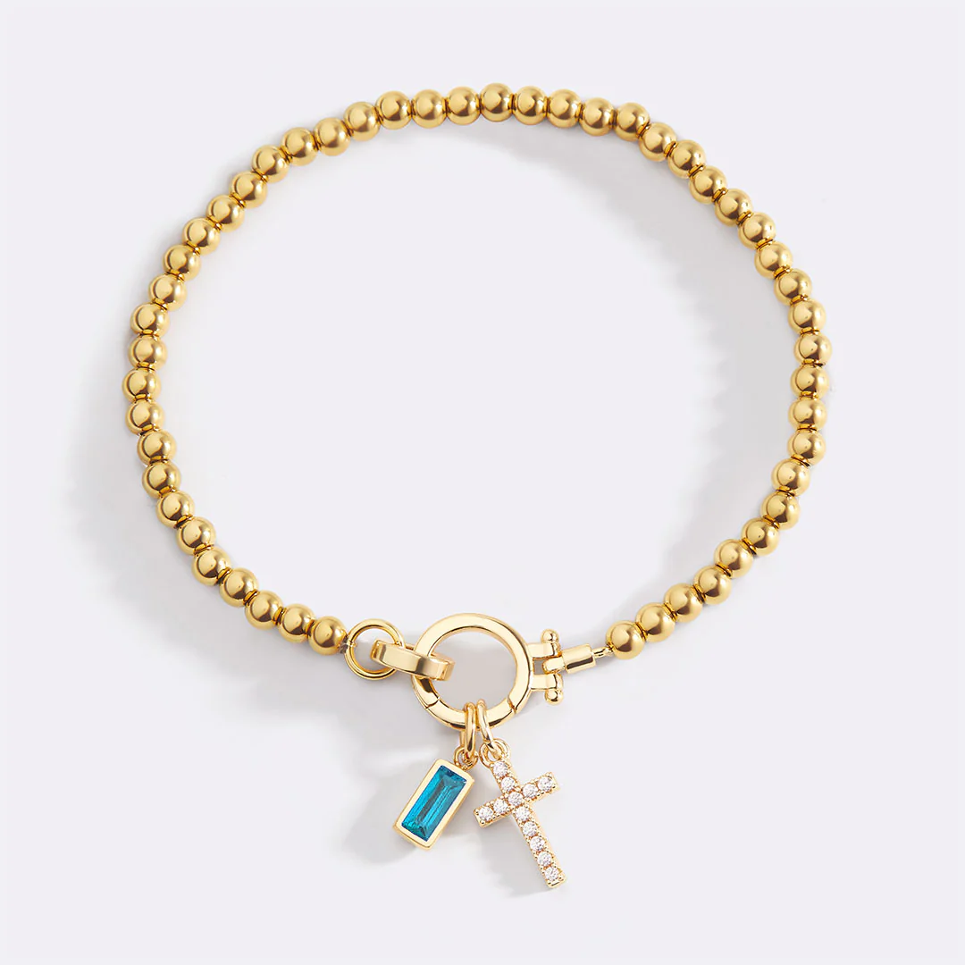 Cross Charm Birthstone Bracelet - Image 44