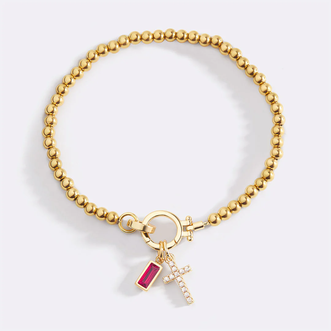 Cross Charm Birthstone Bracelet - Image 52