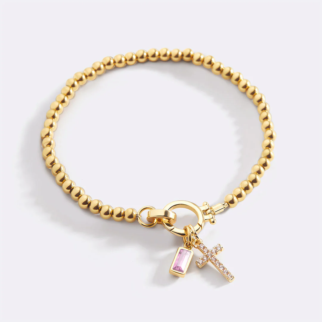 Cross Charm Birthstone Bracelet - Image 57