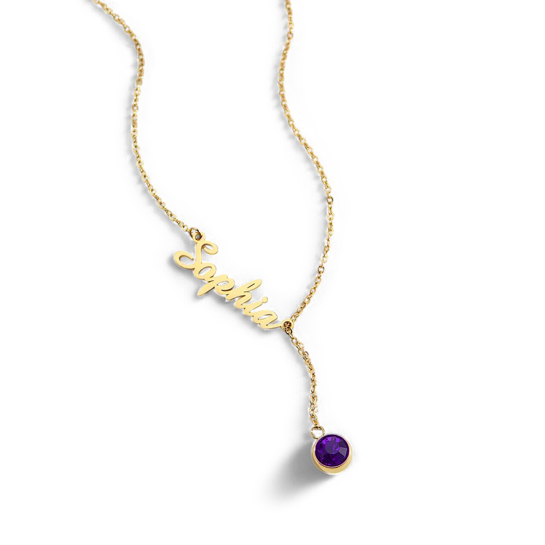 Birthstone Lariat Name Necklace - Image 50