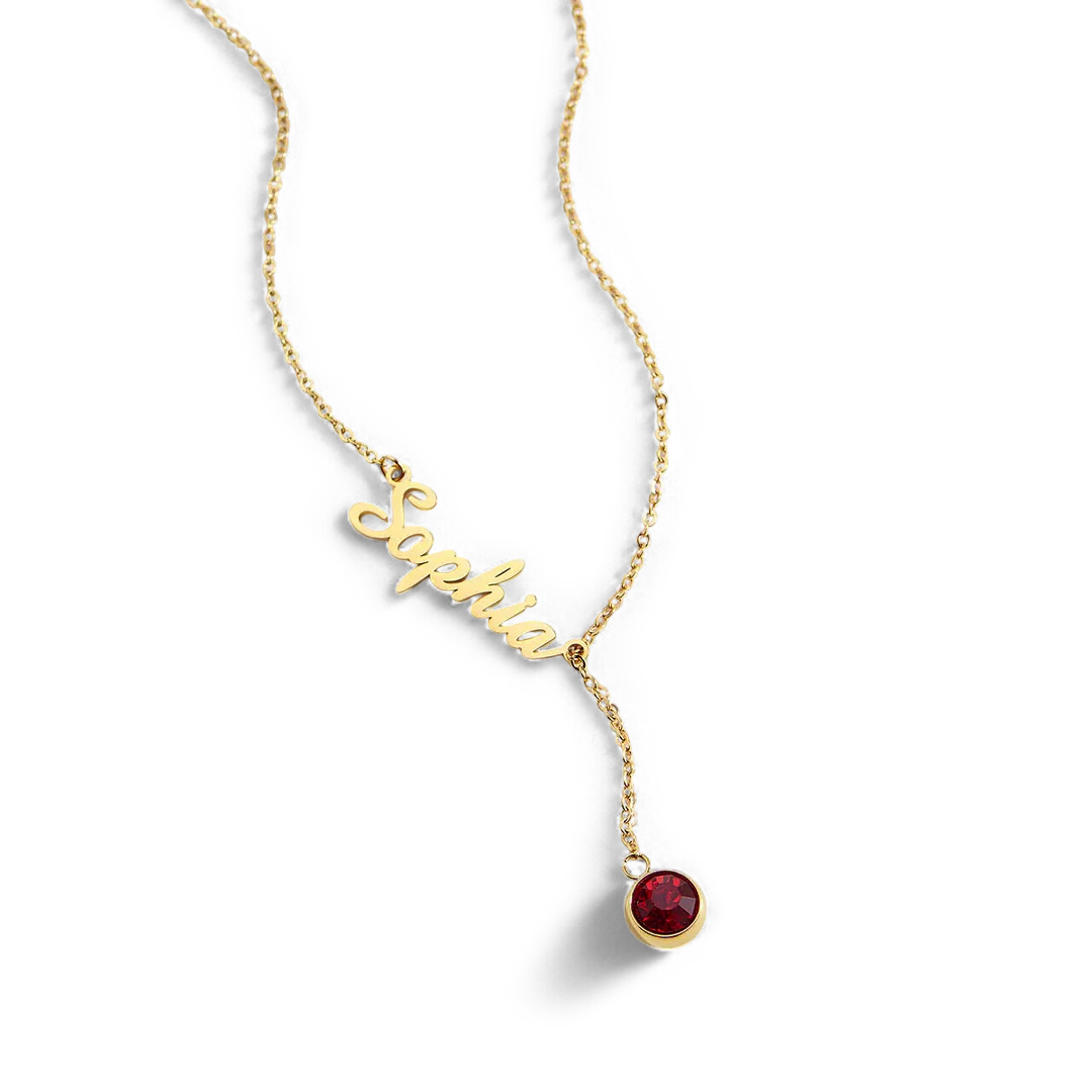 Birthstone Lariat Name Necklace - Image 51
