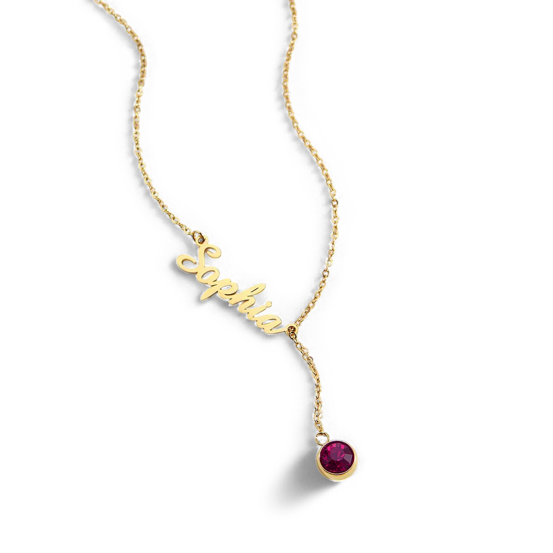 Birthstone Lariat Name Necklace - Image 52