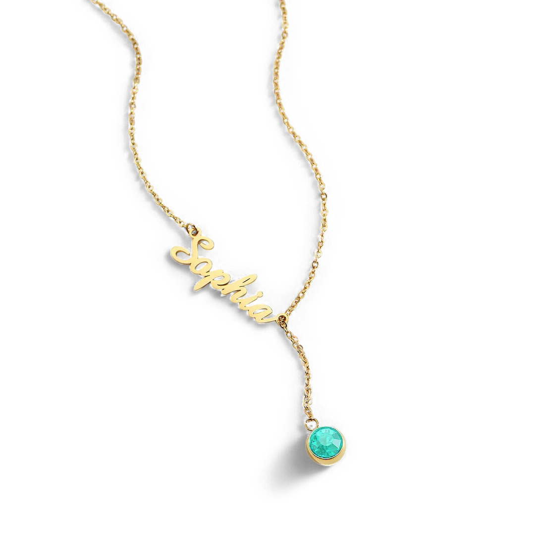 Birthstone Lariat Name Necklace - Image 54