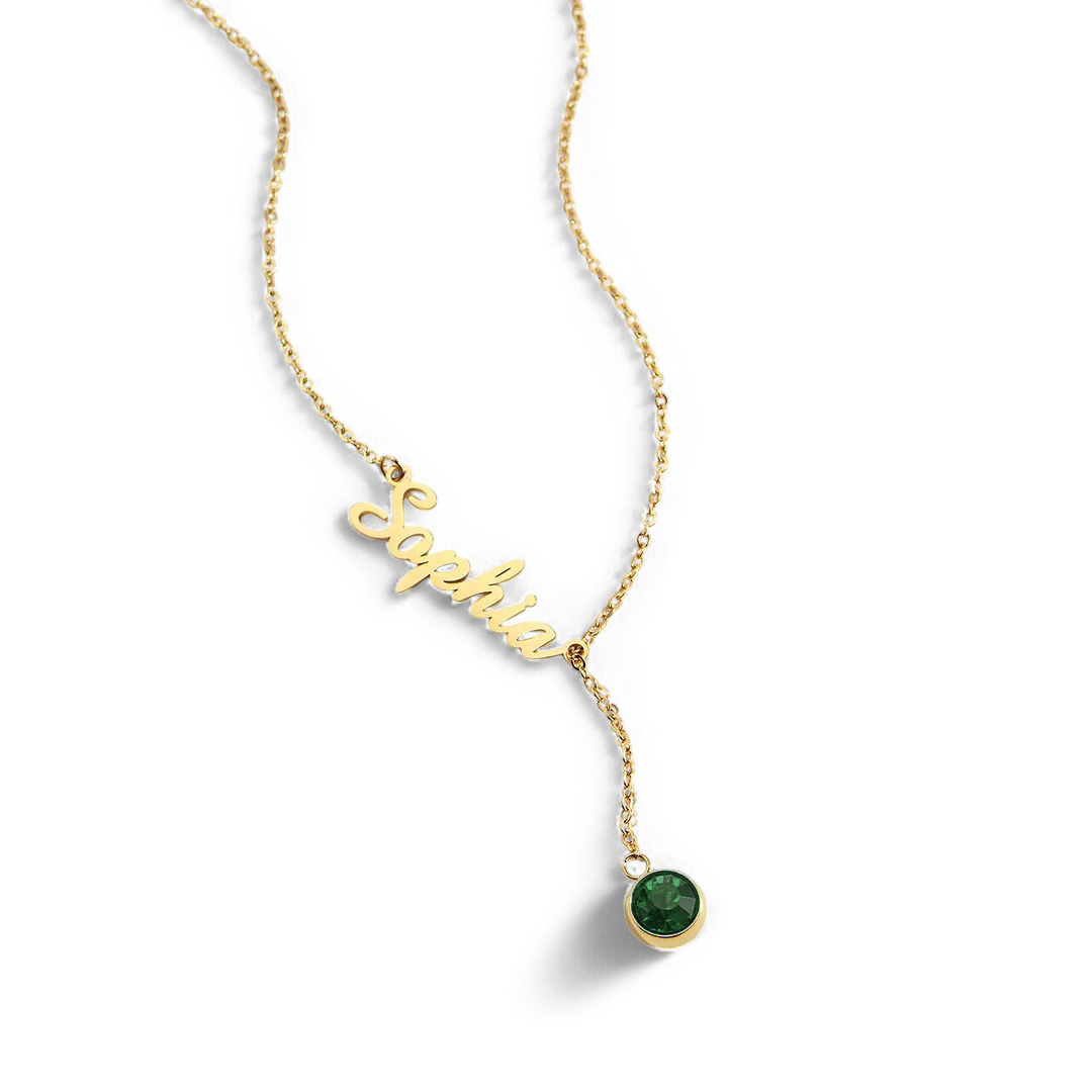 Birthstone Lariat Name Necklace - Image 55