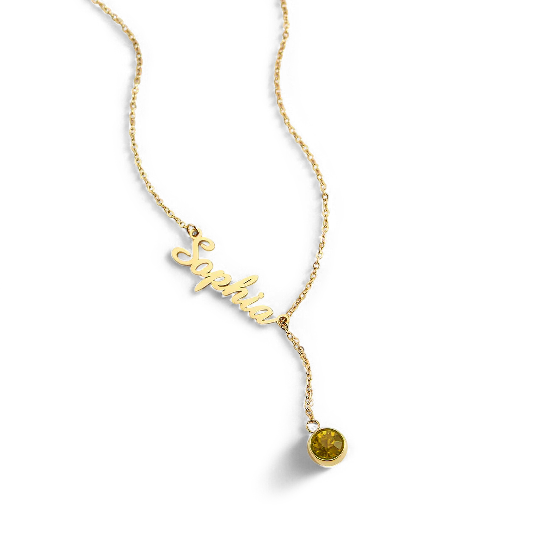 Birthstone Lariat Name Necklace - Image 56