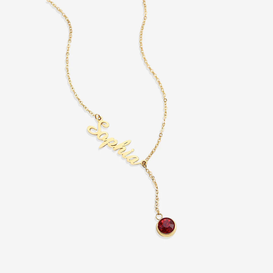 Birthstone Lariat Name Necklace - Image 59
