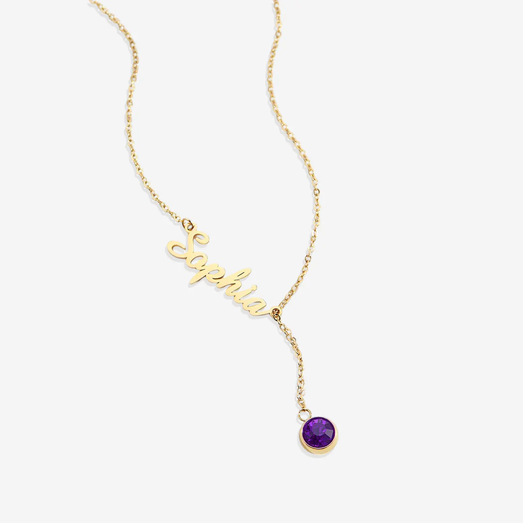 Birthstone Lariat Name Necklace - Image 60
