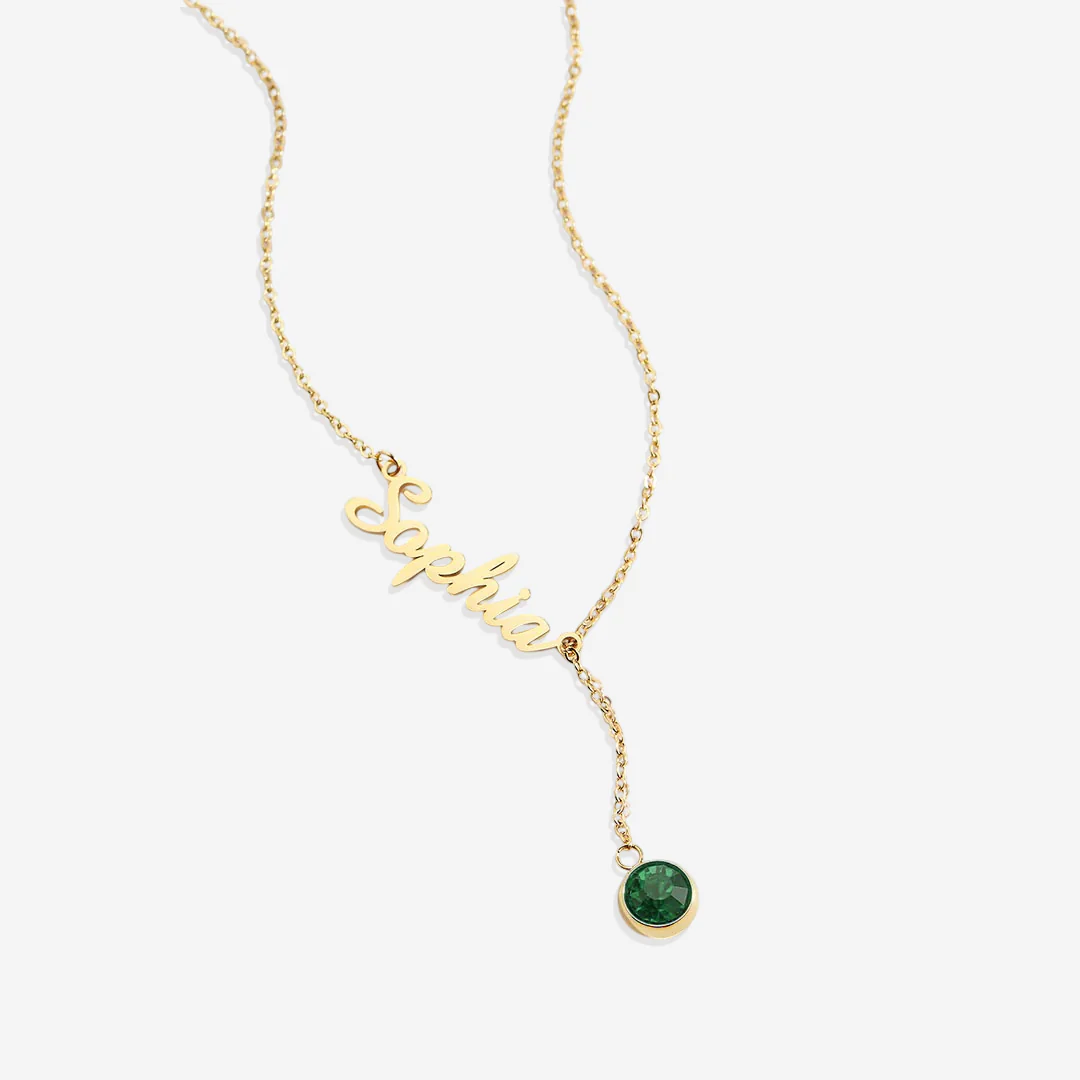 Birthstone Lariat Name Necklace - Image 63
