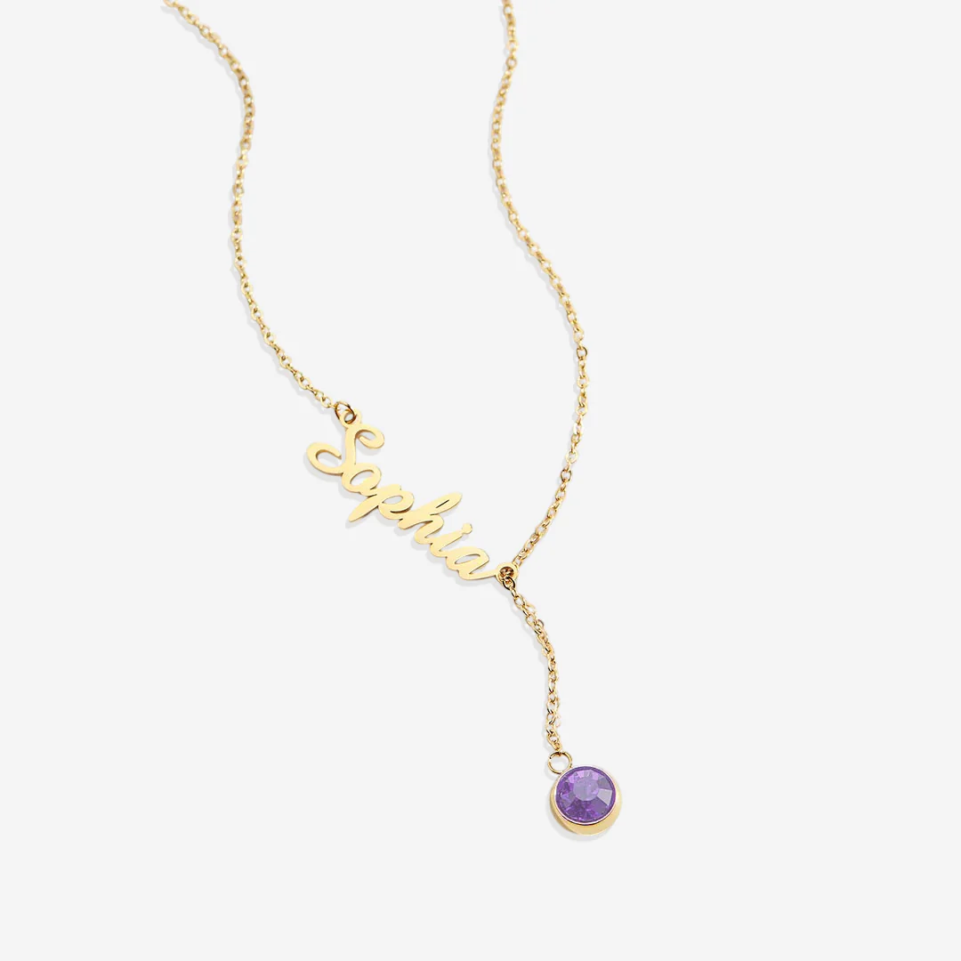 Birthstone Lariat Name Necklace - Image 64