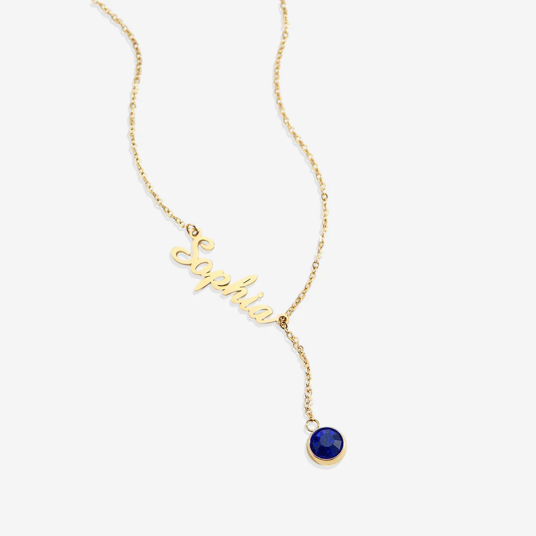 Birthstone Lariat Name Necklace - Image 67