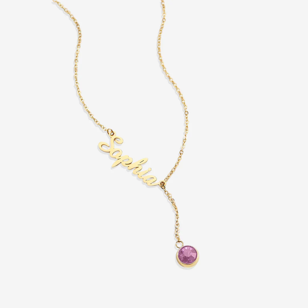 Birthstone Lariat Name Necklace - Image 68