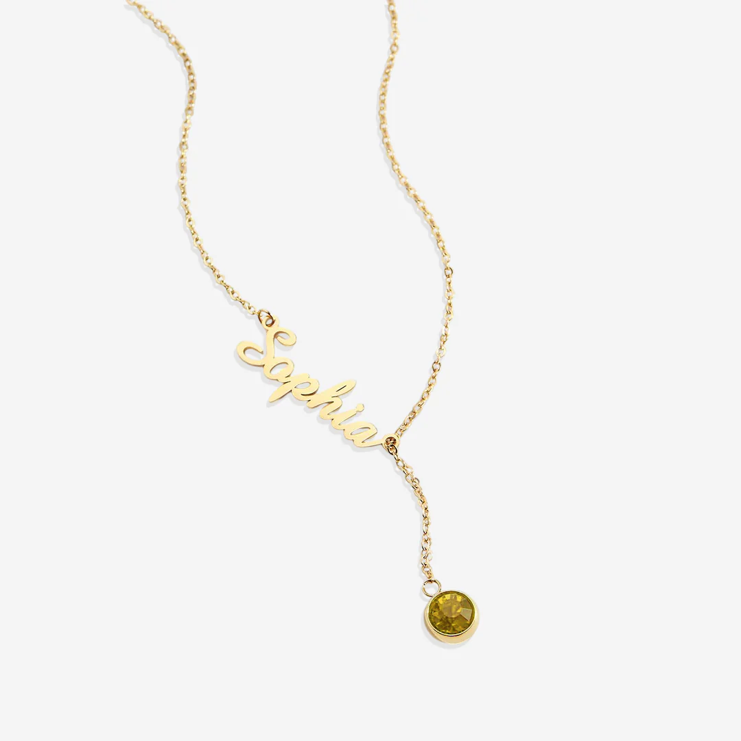 Birthstone Lariat Name Necklace - Image 69